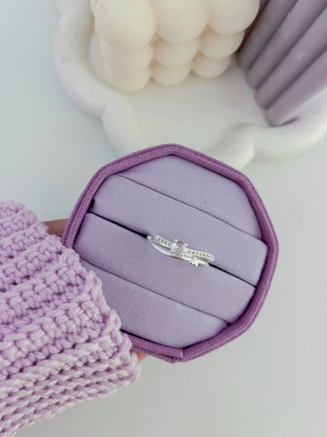 Anel 2 tiras com coração e pedra