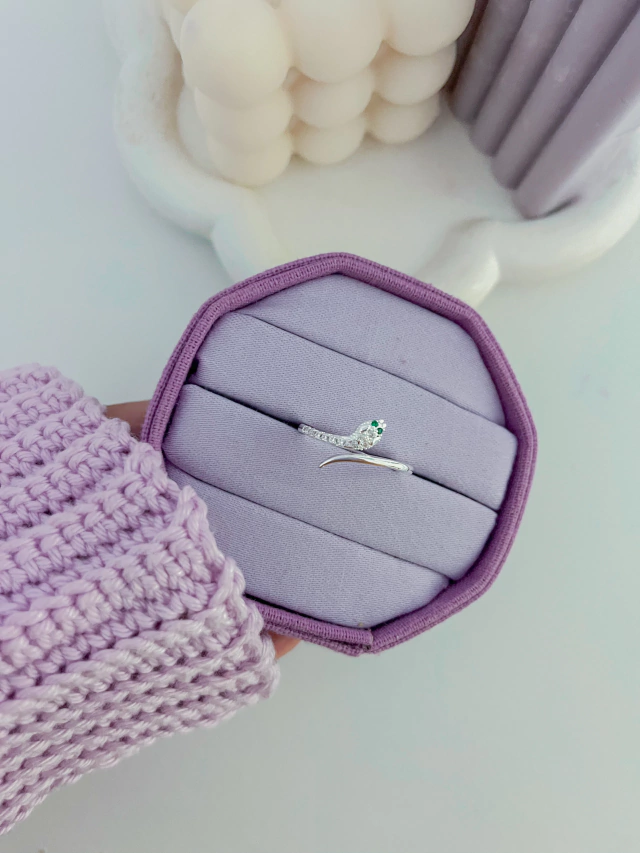 Anel cobra cravejada regulável