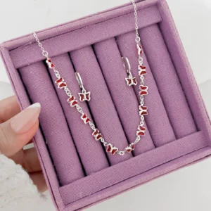 Conjunto borboleta vermelha