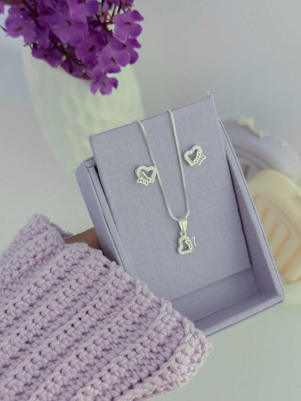 Conjunto coração borboleta