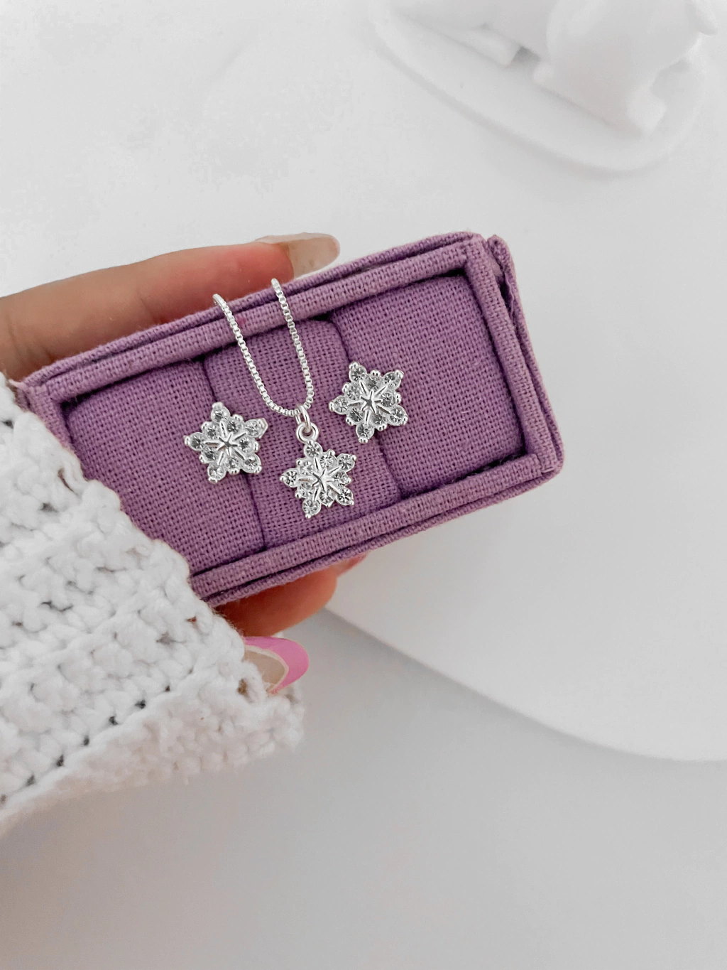 Conjunto floco de neve cravejado