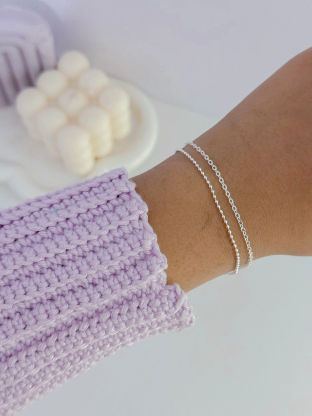 Pulseira dupla bolinha e elos