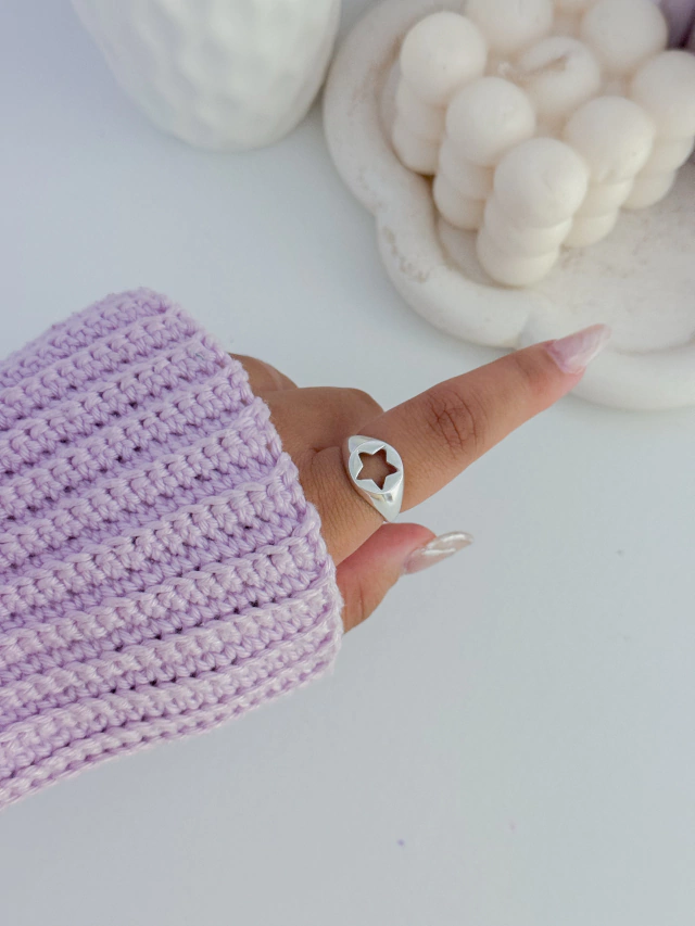 Anel regulável estrela vazada