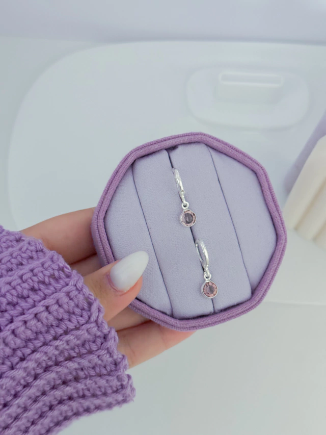 Argolinha cristal rosa