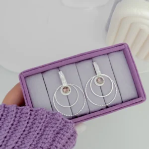 Brinco g círculo com cristal citrine