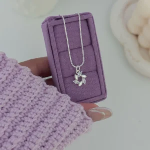 Colar círculo folha com zircônia