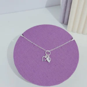 Colar coração cristal e coração vazado