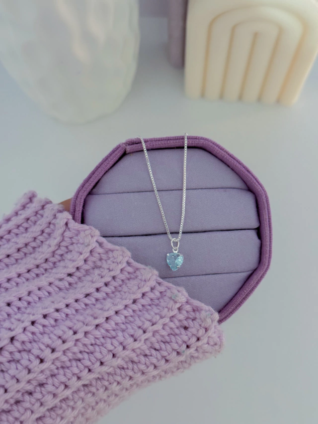 Colar cristal azul acqua