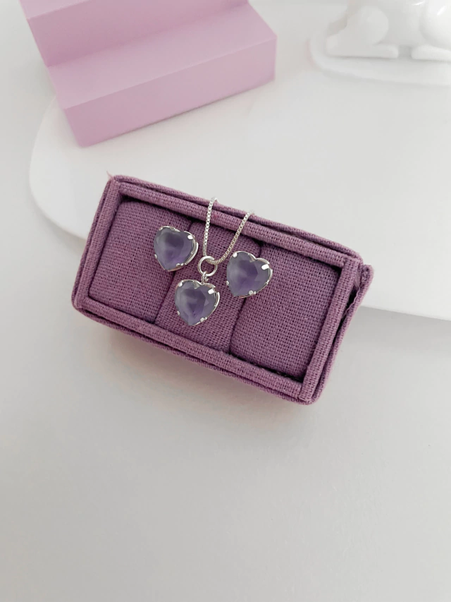 Conjunto coração lavanda