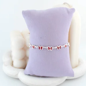 Pulseira borboletas vermelhas