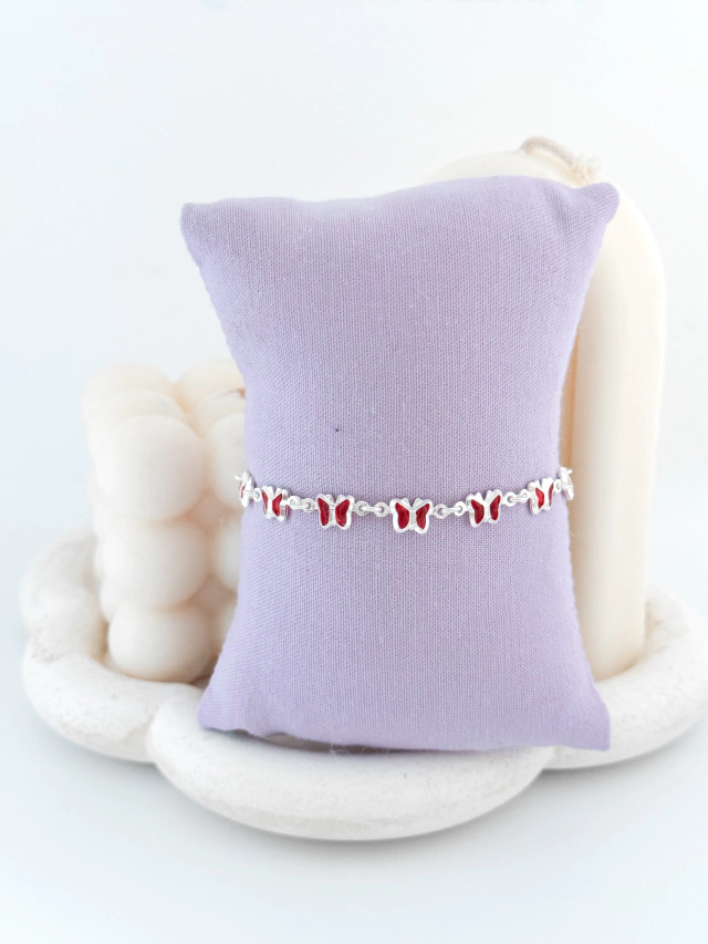 Pulseira borboletas vermelhas