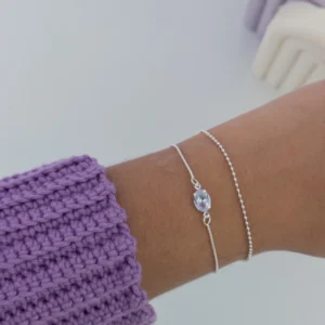 Pulseira dupla bolinha e cristal