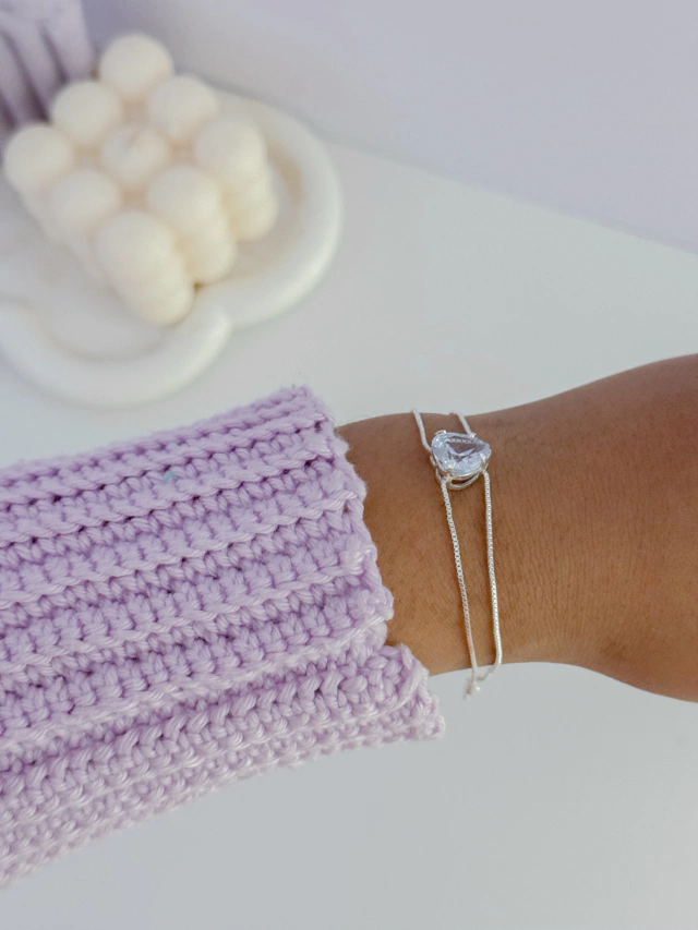 Pulseira dupla coração cristal - Imagem 2