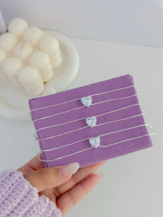 Pulseira dupla coração cristal - Imagem 3