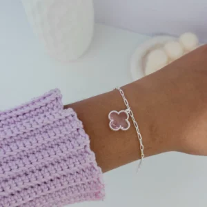 Pulseira trevo rosa