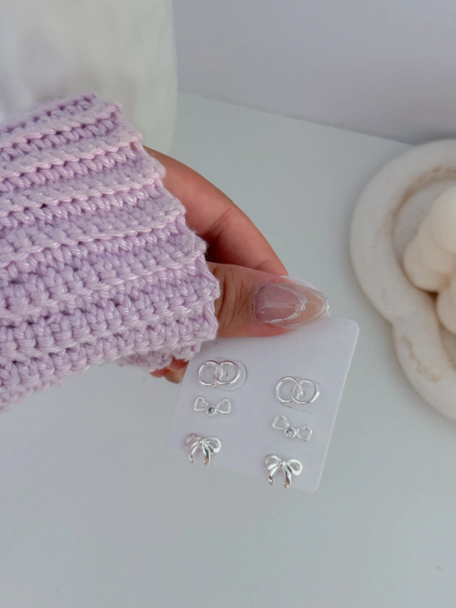 Trio de brincos laço