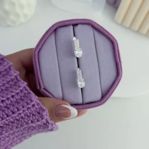 Argolinha quadrada mega cravejada