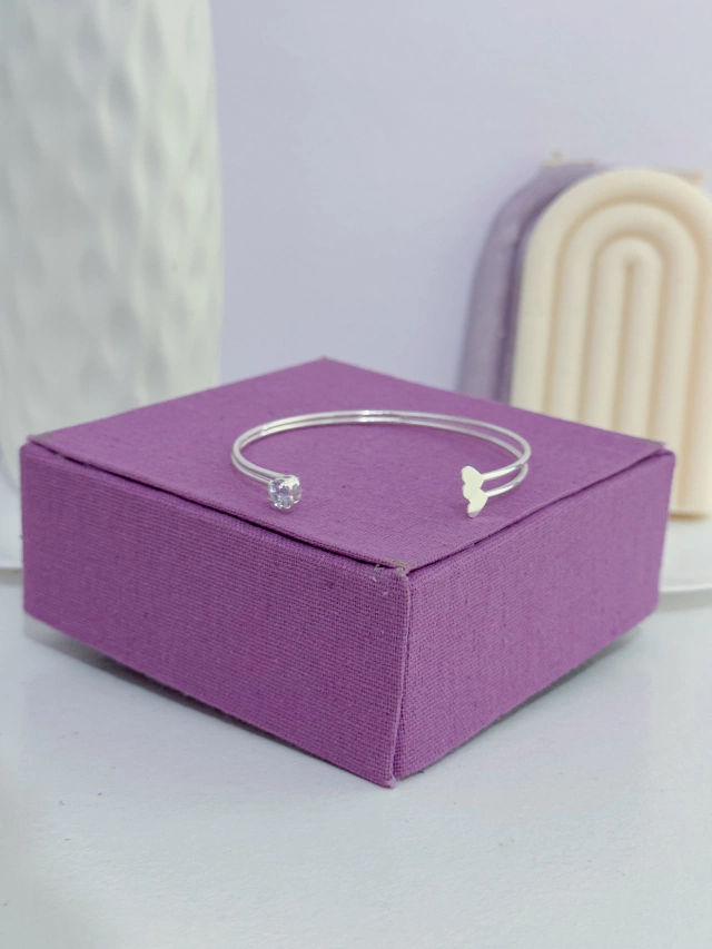 Bracelete coração duplo com zircônia