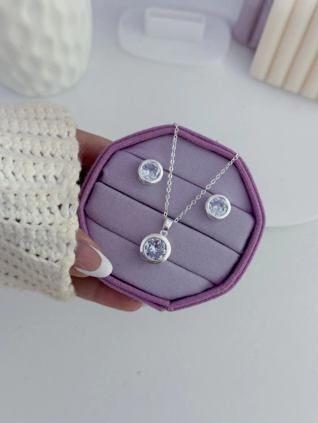 Conjunto redondo cristal borda alta